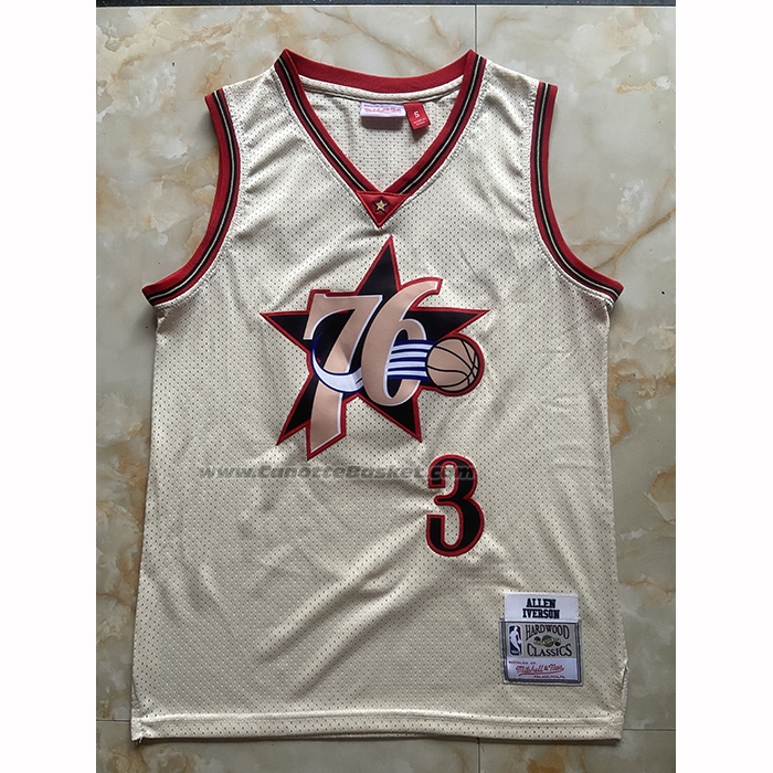 Maglia Philadelphia 76ers Allen Iverson No 3 Mitchell & Ness Bianco